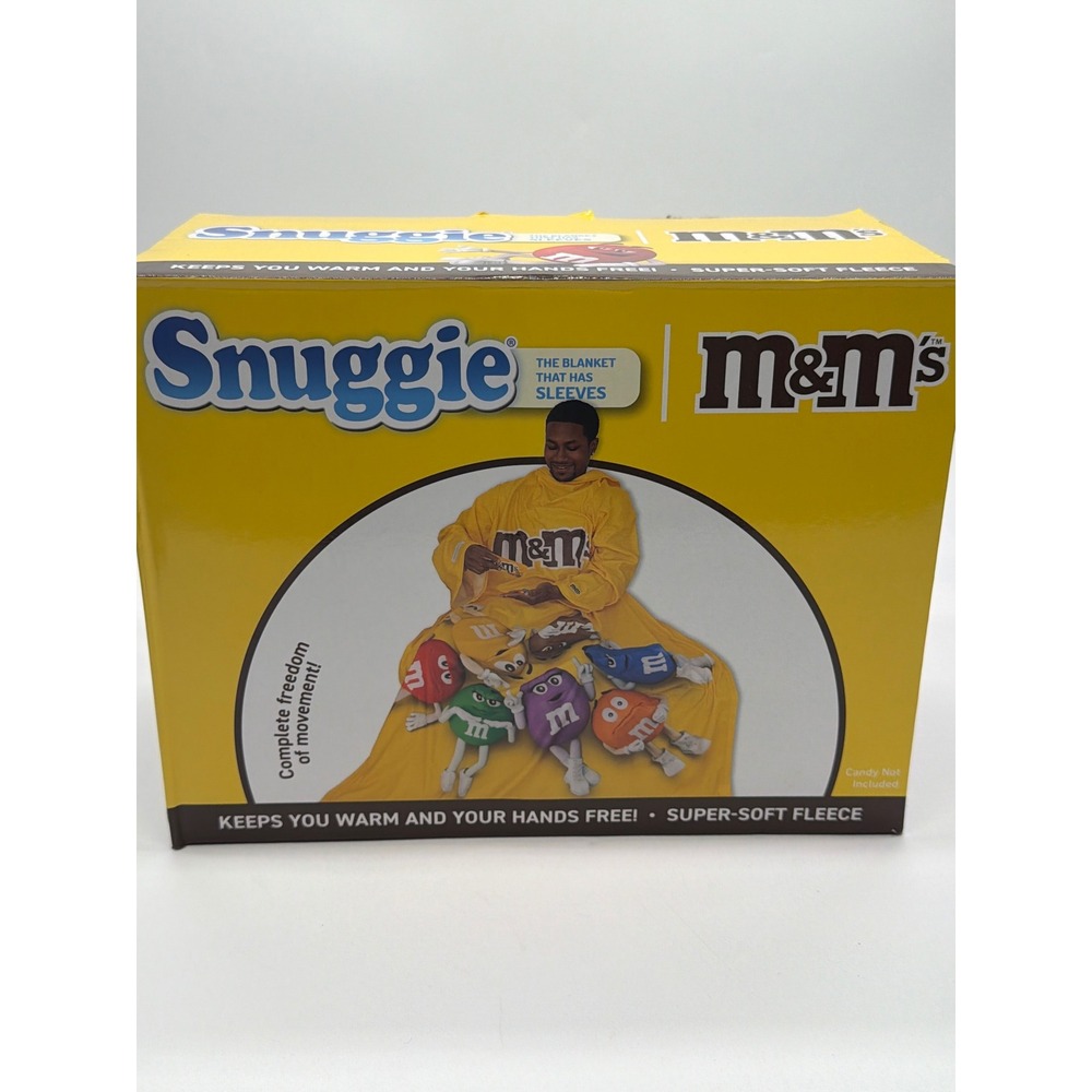 Snuggie M&Ms Yellow Wearable Fleece Blanket with Sleeves SNA57104 71x54 New